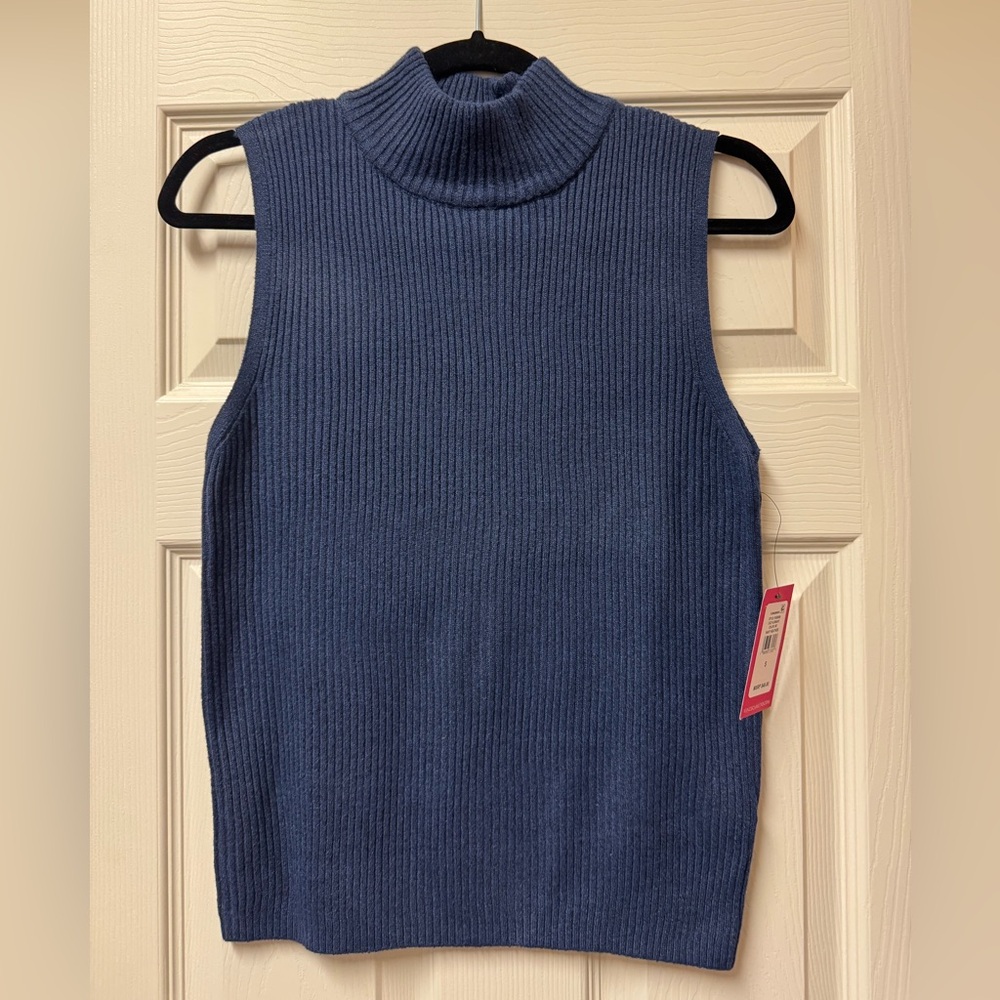 Vince Camuto Navy Ribbed Knit Sweater